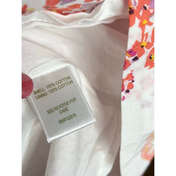 Garnet Hill Womens Sleeveless A Line Dress 4 White Pink Floral Cotton Colorful - Picture 8 of 9